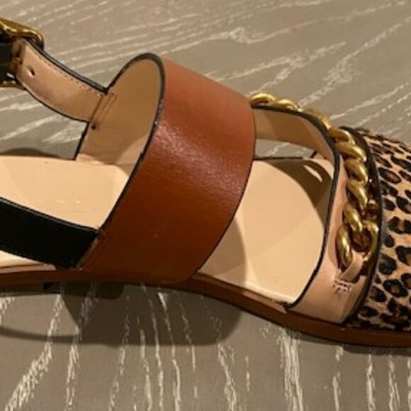 Coach Heather Leopard Print Calf Hair Leather Sandals G4777 Size 9B - Picture 6 of 9